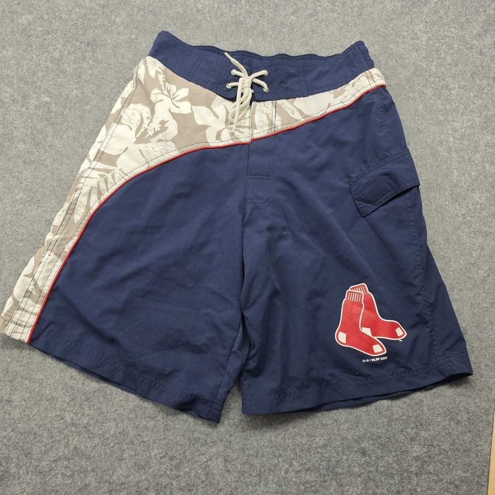 Genuine Merchandise G111 Mens Boston Red Sox Swim Trunks Navy Floral Size S